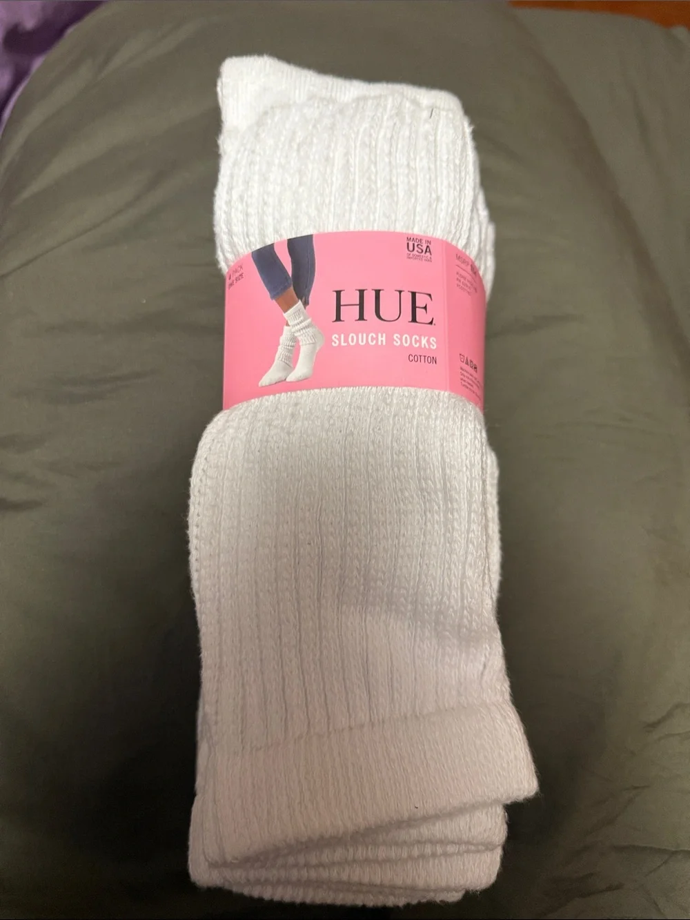 HUE White Ribbed Slouch Socks - Women’s 90% Cotton Pairs